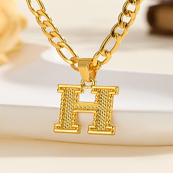 Letter H 304 цепочка с подвеской в виде Фигаро из нержавеющей стали, золотые, Письмо ч, 17.72 дюйм (45 см)