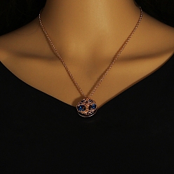 Розовое Золото Ожерелья из сплава с цепочкой из кабеля и дерева жизни для женщин, розовое золото , 17.72 дюйм (45 см)