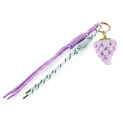 Винограды Брелки-подвески из полиэстера, с кольцами для ключей из сплава, золотой свет, винограды, 230~260 мм