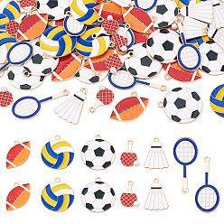 (52) Непрозрачная лаванда 60 шт 6 стили подвески из сплава эмали, без свинца и без кадмия, золотые, разноцветные, 25~38x16~17.5x1~1.2 мм, отверстие : 1.8~2 мм, 10 шт / стиль