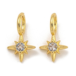 Настоящее золото 18K Стойка металлическая латунная микропрофилированная кубическая циркония подвески, долговечный, без кадмия и без свинца, звезда, реальный 18 k позолоченный, 15.5x9x7 мм, отверстие : 5 мм