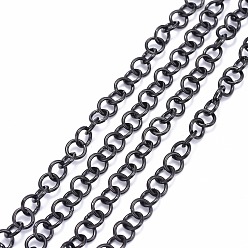 Electrophoresis Black 304 Stainless Steel Rolo Chains, Unwelded, with Spool, Ion Plating(IP), Electrophoresis Black, 7x1mm, about 32.8 Feet(10m)/roll