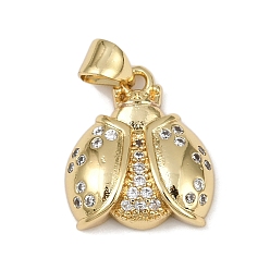 Настоящее золото 18K Латунные микро проложить кубического циркония подвески, без кадмия и без свинца, насекомое, реальный 18 k позолоченный, 17x15x4.5 мм, отверстие : 5.5x3 мм