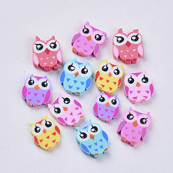 Mixed Color Handmade Polymer Clay Cabochons, Polymer Clay Slices for Resin Crafts & DIY Projects, Owl, Mixed Color, 9~12x8~10x1~2mm