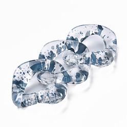 Marine Blue Transparent Acrylic Linking Rings, Quick Link Connectors, for Curb Chains Making, Twist Oval, Marine Blue, 31x29x7mm, Inner Diameter: 11x17mm