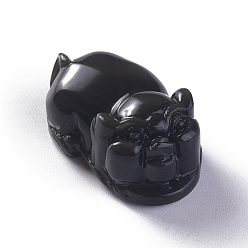 Obsidian Natural Obsidian Pendants, 3D Piggy Charms, 31x18x14.5mm, Hole: 1.2mm
