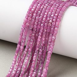 Ruby Natural Ruby Beads Strands, Faceted Table Cut Cube Beads, 3x2.5x2.5~3mm, Hole: 0.7mm, about 184pcs/strand, 15.33''(38.95~39.05cm)