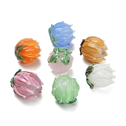(52) Непрозрачная лаванда Бусины лэмпворк , тюльпан, разноцветные, 13~14.5x13.5 мм, отверстие : 1.4 мм
