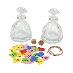 Shell Shape Стеклянные бутылки желающих, со случайной биркой стиля, шарик контейнеры, украшения для дома, формы раковины, 10x13 см, стопор: 22.3x13.4 мм