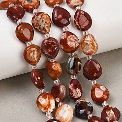 (224) Цвет бронзы Олимп внутри цвета Природные пожары треск агат бисер нитей, окрашенная и подогревом, квартира слеза, с бисером, 11~12x10x4.5~5 мм, отверстие : 0.8 мм, около 29 шт / нитка, 15.67'' (39.8 см)