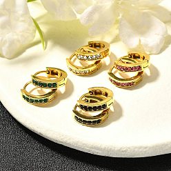 (52) Непрозрачная лаванда 304 серьги из нержавеющей стали для женщин, со стразами, ионное покрытие (ip), кольцо, реальный 14 k позолоченный, разноцветные, 13.5x3 мм