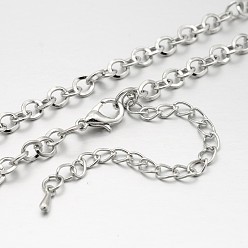 Platinum Iron Round Link Chain Necklace Making, with Alloy Lobster Claw Clasps and Iron Extender Chains, Platinum, 29.9 inch