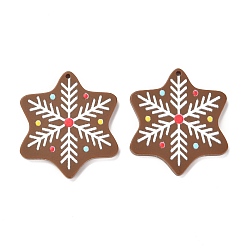 Snowflake Christmas Theme 3D Printed Resin Pendants, DIY Earring Accessories, Snowflake, Sienna, Snowflake Pattern, 35.5x31.5x2mm, Hole: 1.6mm