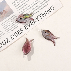 Mixed Color Handmade Lampwork Pendants, Fish, Mixed Color, 30x15mm