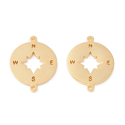Real 18K Gold Plated 201 Stainless Steel Links, Manual Polishing, Compass PVD Vacuum Plating , Real 18K Gold Plated, 21x16x1.5mm, Hole: 1.2mm