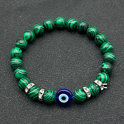 Малахит Браслеты из натуральных малахитовых бусин для женщин и мужчин, злые глаза