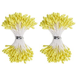 Золотистый 1 Экологически чистая сумка с матовым гипсовым цветочным сердечником, двойные головки цветок тычинка пестик, для изготовления искусственных цветов, альбом для вырезок, украшение дома, золотые, 63x2.5 мм, 240~260 шт / комплект