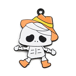 Skeleton Подвески из сплава хэллоуина с эмалью, чёрные, скелет, 34x24.5x1 мм, отверстие : 1.8 мм