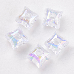 Clair AB Perles en plastique transparentes, de couleur plaquée ab , cube, clair ab, 8x8x8mm, trou: 2 mm, environ 1950 pcs / 500 g