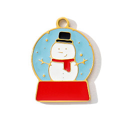 Разноцветный 304 нержавеющей стальной эмали подвески, хрустальный шар с подвесками в виде снеговика, ионное покрытие (ip), реальный 18 k позолоченный, красочный, 16x12 мм