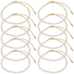 Real 18K Gold Plated Brass Cable Chain Bracelets for Women, Real 18K Gold Plated, 7-1/8 inch(18cm)