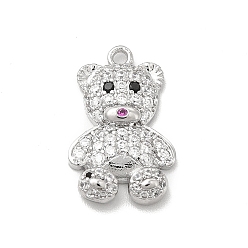 Платина Латунные микро проложить кубического циркония подвески, кадмия и привести частоты, медведь очарование, платина, 18x11.5x3 мм, отверстие : 2 мм