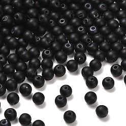 Черный Матовые пластиковые бусины с имитацией жемчуга, круглые, чёрные, 4 мм, отверстие : 1 мм