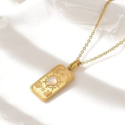 Другие 304 прямоугольные подвески из нержавеющей стали с паве из опалита для женщин и мужчин, реальный 18 k позолоченный, компас, 16.02 дюйм (40.7 см) в длину + 62 удлинитель мм