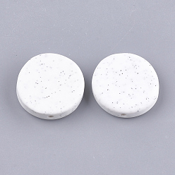 Creamy White Handmade Polymer Clay Beads, Flat Round, Creamy White, 24~26x6~7mm, Hole: 1.5~3mm