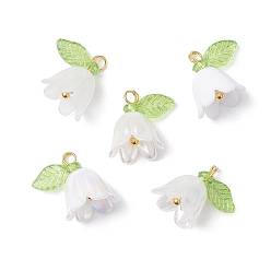 Золотой 5 шт прозрачные акриловые подвески, прелести цветка лилии, золотые, 12.5x13.5x11 мм, отверстие : 1.8 мм