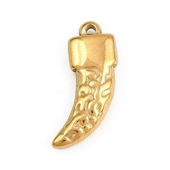 Golden 304 Stainless Steel Pendants, Hammered Wolf Tooth Charms, Golden, 23x13.5x4.5mm, Hole: 1.6mm