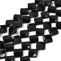 Черный Камень Натуральный черный камень бисер нитей, витую ромб, 19~19.5x19~19.5x5~5.5 мм, отверстие : 1 мм, около 21 шт / нитка, 15.83'' (40.2 см)