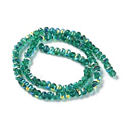 Green Transparent Electroplate Glass Beads Strands, AB Color, Faceted Lantern, Green, 6x4.5mm, Hole: 1.4mm, about 98pcs/strand, 17.72''(45cm)