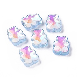 Светло-Голубой Акриловые бусины, граненые, медведь, Небесно-голубой, 28x23x11.3 мм, отверстие : 3.5 мм