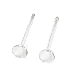 Clear Resin Stud Earring Findings, Rhinestone Settings, Clear, 13.5x3.5mm, Pin: 0.8mm, Fit for 3mm Rhinestone