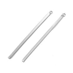 Нержавеющая Сталь Цвет Устойчивые к потускнению 304 подвески из нержавеющей стали, кубоид, цвет нержавеющей стали, 54x3x2 мм, отверстие : 1.8 мм