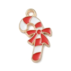 Candy Cane Новогодняя тема сплава эмали подвески, золотые, шоколадная конфета, 22x12x1.2 мм, отверстие : 1.8 мм