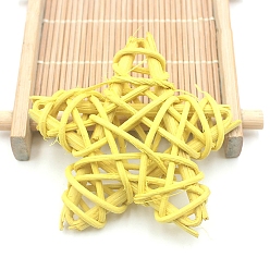 Yellow Rattan Art Craft, Star Decorative Ball for Home Decoration, Yellow, 60mm