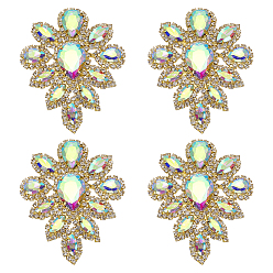 Разноцветный 4шт. нашивки с кристаллами в форме капли, прикрепляемые утюгом, аппликации из сплава горного хрусталя, для свадебного платья своими руками, обуви, красочный, 57x45 мм