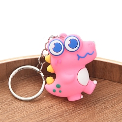 Ярко-Розовый Пластиковый ключ из пвх, мультфильм динозавр, ярко-розовый, кулон: 4.3x3.8 см