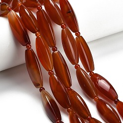 Красный Агат Природного сердолика нитей бисера, треугольные, окрашенная и подогревом, с бисером, 27~29x10.5~11.5x10~11 мм, отверстие : 1 мм, около 12~13 шт / нитка, 16.06''~16.69" (40.8~42.4 см)