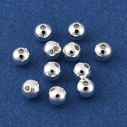Серебро Латунные бусины, без свинца, без кадмии и без никеля, круглые, серебряные, 3.5x3 мм, отверстие : 0.8 мм