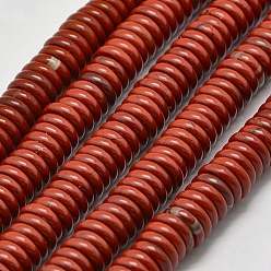 Красный Камень Натуральный красный яшма Heishi бисер пряди, Диск / плоские круглые, 6x2 мм, отверстие : 1 мм, около 155 шт / нитка, 14.96 дюйм