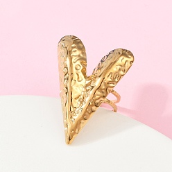 Золотой 304 из нержавеющей стали манжеты кольца, сердце, золотые, 25x33 мм, внутренний диаметр: 17 мм