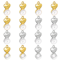 Платиновый & Золотой 16 шт 2 цвета силиконовые гайки для ушей, с латунной найти, сердце со словом любовь пояс серьги спины, платиной и золотом, 13.5x6x4.5 мм, отверстия : 0.7 mm и 1 мм, 8 шт / цвет