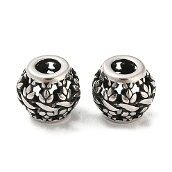 Antik Silber Farbe 316 chirurgische Edelstahlperlen, Fass, Antik Silber Farbe, 9.5x9 mm, Bohrung: 3.7 mm