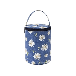 Стально-синий Сумка для хранения вязания из ткани оксфорд, держатель пряжи, сумка для домашнего вязания, столбик с узором ромашка, стальной синий, 12.5x19 см