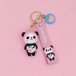 Pink Silicone Panda Keychain for Women, Car Charm Bag Pendant, Pink, 10.5cm