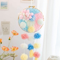 Pink Набор для вязания крючком настенного украшения из мха своими руками, включить инструкции, крючок для вязания, пяльцы, иголка и нитка, розовые, 56 см