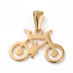 Golden 304 Stainless Steel Pendants, Bicycle, Golden, 15.5x24x1.5mm, Hole: 8x3mm